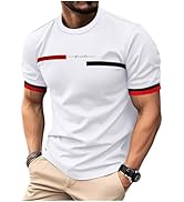 QJQ Men's Letter Graphic Tees Streetwear Short Sleeve Crewneck Color Block T Shirts Casual Summer...