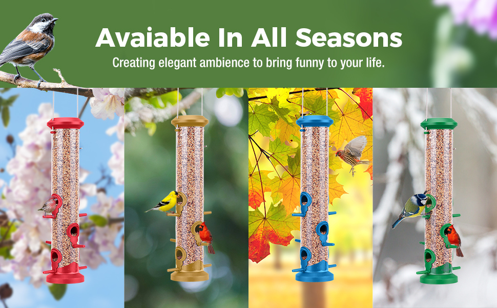 Kingsyard 2 Pack Tube Bird Feeders for Outdoors Hanging, Premium Hard