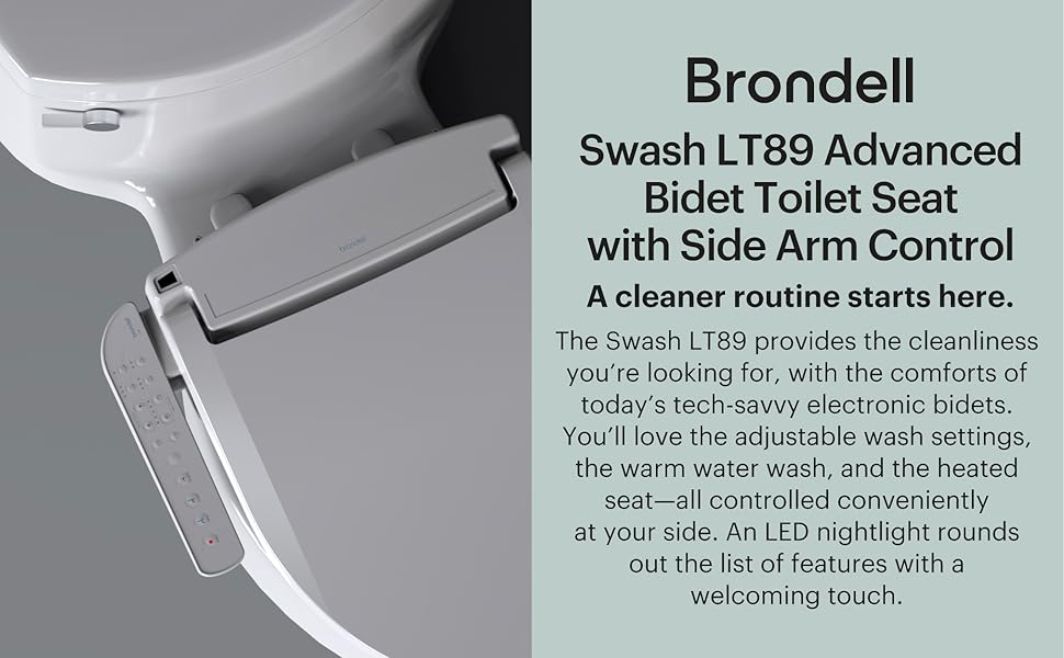 Brondell Swash Electronic Bidet Toilet Seat LT89, Fits Round Toilets