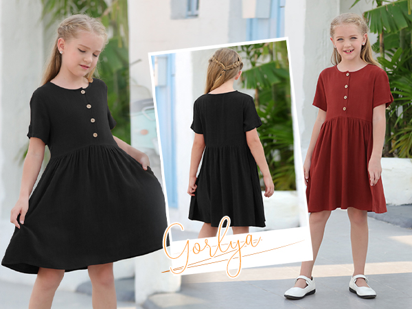 る*る様 apolina Magrit Short Set 5-7y Amazon.com: GORLYA Girl's Short Sleeve Button Up Pleated