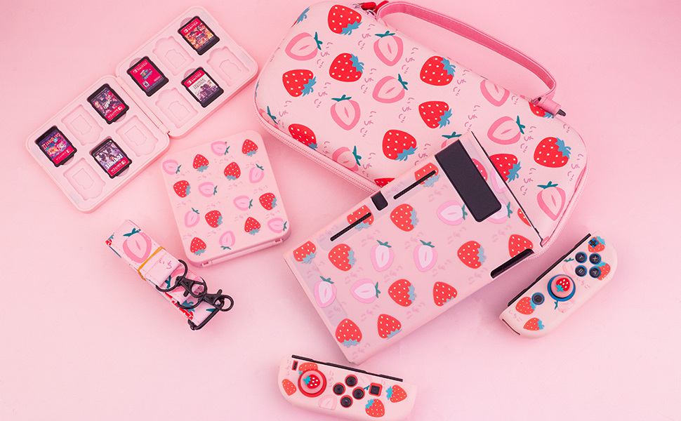 Nintendo Switch ストロベリーケース付き Amazon.com: RHOTALL Cute Strawberry Carrying Case for