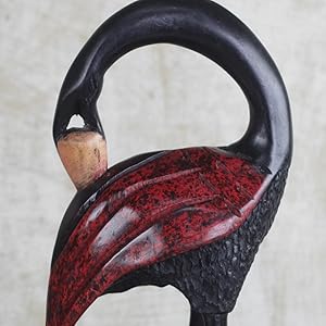 NOVICA Handmade Sese Wood Bird Sculpture Escultura Pájaro madera de sesé Sesé Madera Hecha a mano
