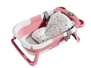 Faltbare Babybadewanne mit Badesitz/Badewanne XXL mit Thermometer zur Kontrolle der Wassertemperatur