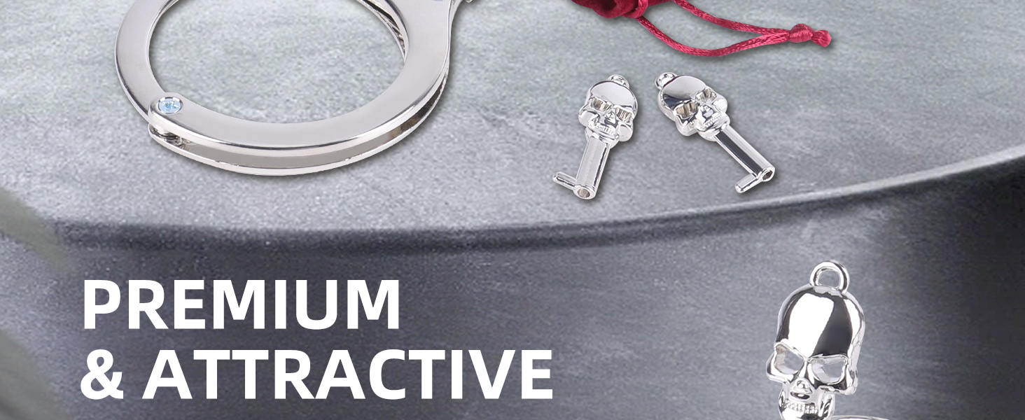 Metal Handcuffs with Two Skull Keys Prop Handcuffs Toy