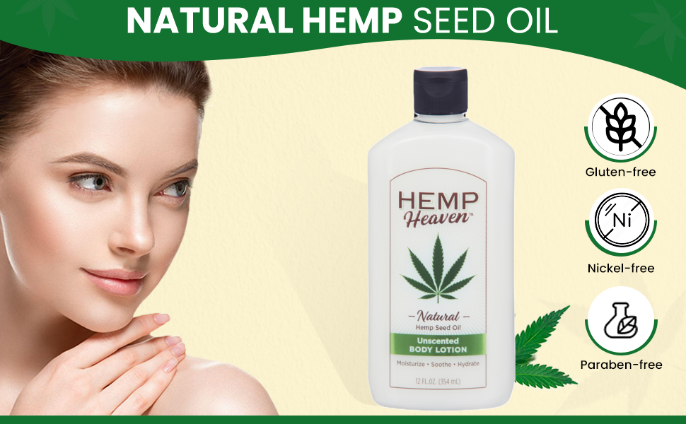 Hemp Heaven Natural Hemp Seed Oil Unscented Body Lotion 12 Oz Moisturizing