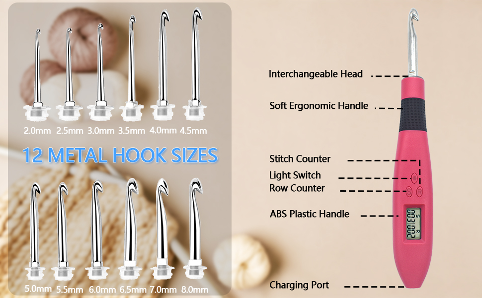 BLGWXCN Counting Crochet Hook Set, Ergonomic Design with