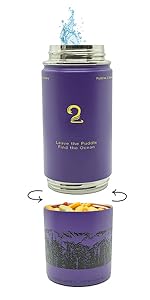 puddles 2 oceans water bottle, hiking bottle, water and snack container, kids snack, travel botle