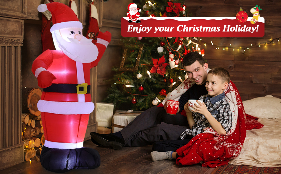 Warmiehomy 4FT Christmas Decorations Inflatable Santa Claus, Outdoor