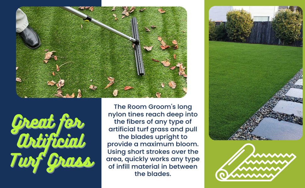 YORKSHIRE HOMEWARE Artificial Grass Brush Turf Rake artificial Lawn Brush Carpet Rake with