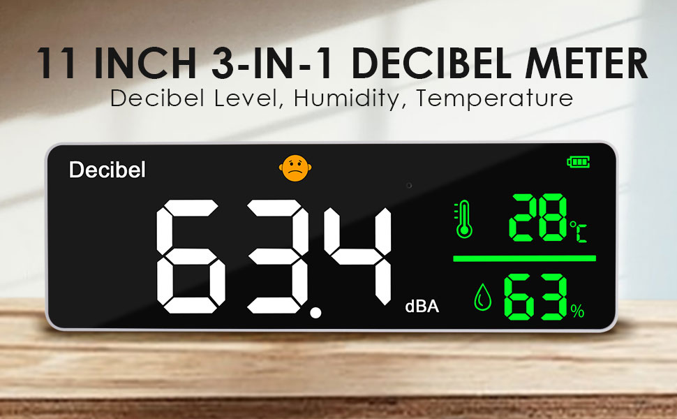 DANOPLUS Decibel Meter Wall Hanging Sound Level Meter 28cm Large LED