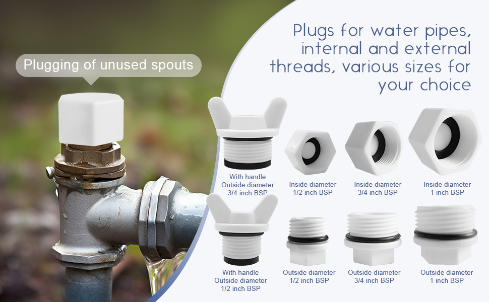 HLIWS 15 Pcs 1/2inch BSP Threaded Blanking Cap,Drain Cap Seal