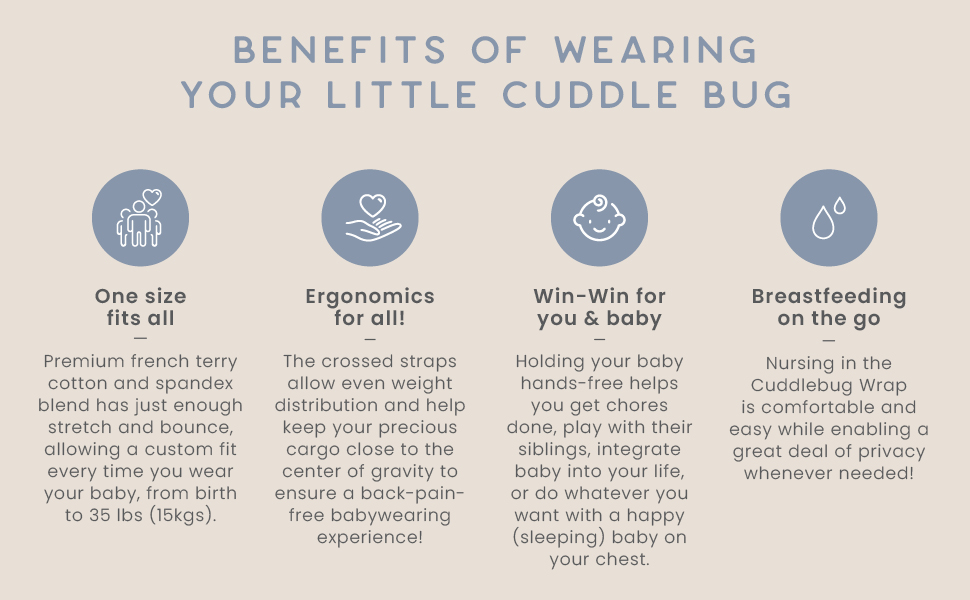 CuddleBug Baby Wrap HandsFree Baby Carrier Wrap Soft & Stretchy