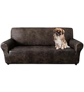 ANARACHON Sofa Cover, Couch Covers for Leather Couch, Stretch Sofa Covers with Leather-Like Textu...