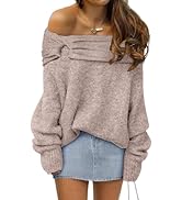 ANRABESS Womens Wool Blend Off The Shoulder Long Sleeve Soft Knit Sweaters 2025 Fall Outfits