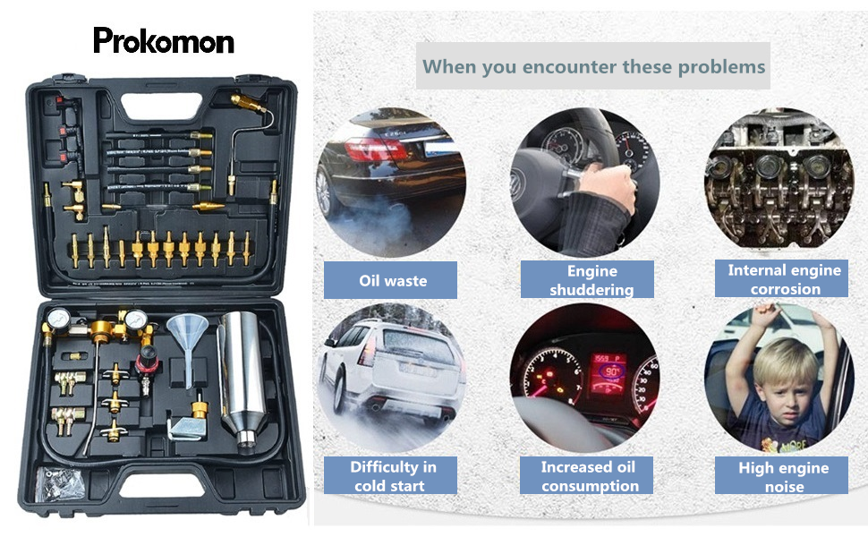 Prokomon Fuel Injector Cleaner Tool Kit 600ML 120PSI Fuel