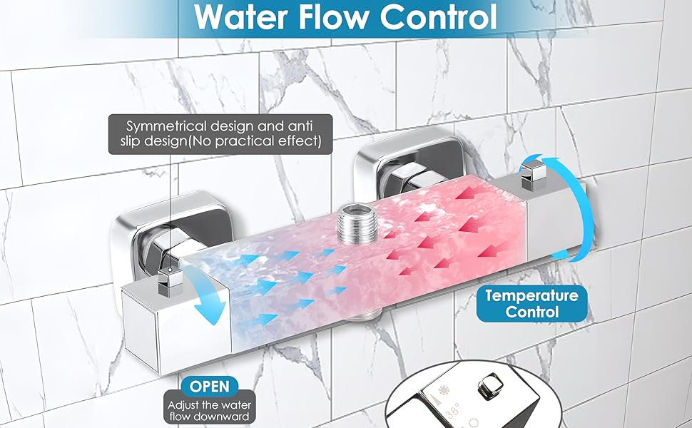 Square Thermostatic Shower Mixer Bar Thermostatic Dual Shower Valve Square Thermostatic Shower Mixer Bar Thermostatic Dual Shower Valve