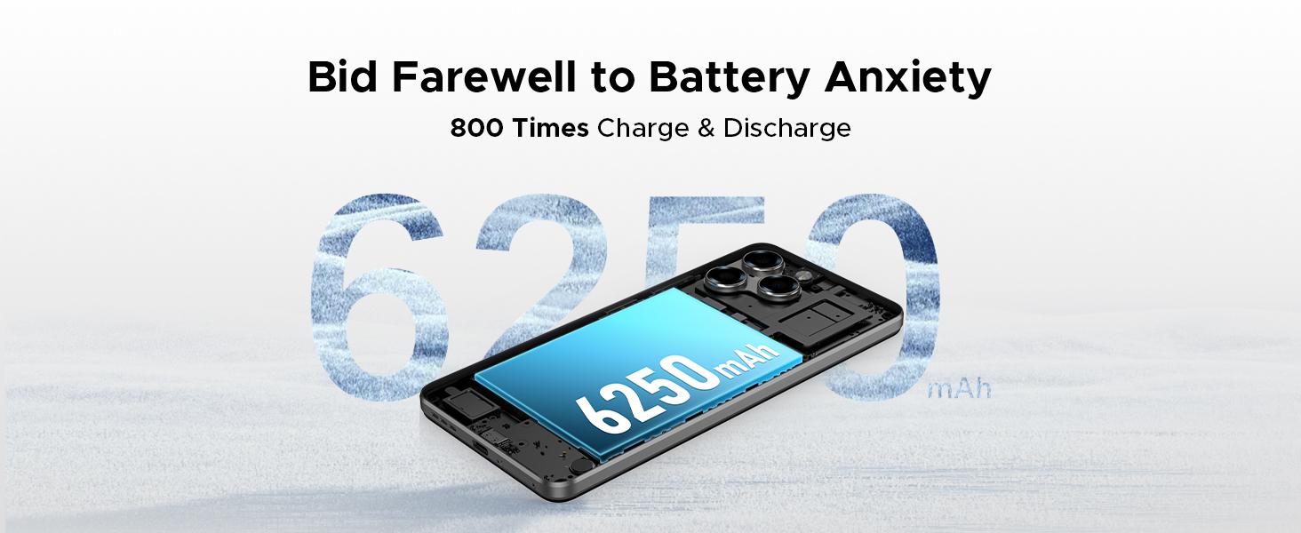 DOOGEE Mobile Phones Note 58 Pro is equipped with a 6250mAh high-capacity battery