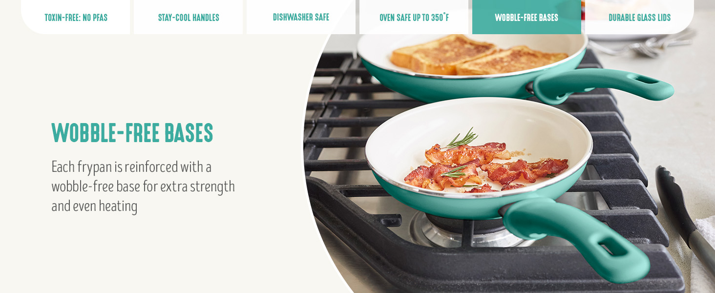 GreenLife, Ceramic Nonstick, PFAS-Free, Non-Toxic, Cookware, Frypans, Soft Grip