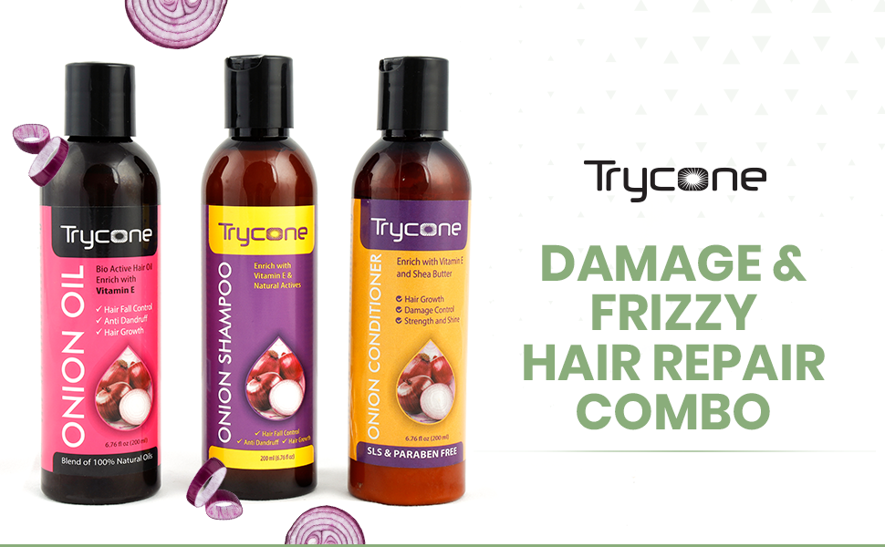 Buy Trycone Onion Hair Oil, Shampoo and Conditioner combo, Pack of 3