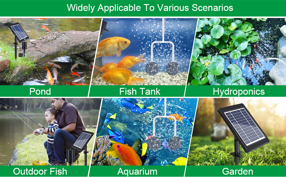 Solar Pond Aerator with Air Pump, 3 Modes(18H/36H/72H