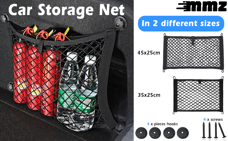Car Storage Net, Car Cargo Rear Trunk Seat Net Elastic Mesh Bag Boot