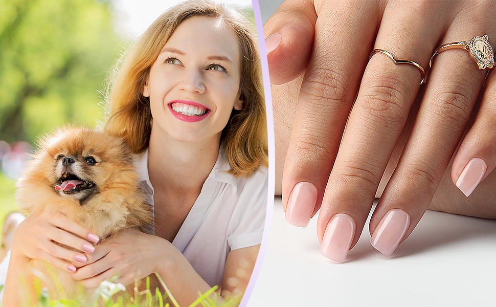 Polychrome&air Press On Nails Medium Squoval ABS Natural