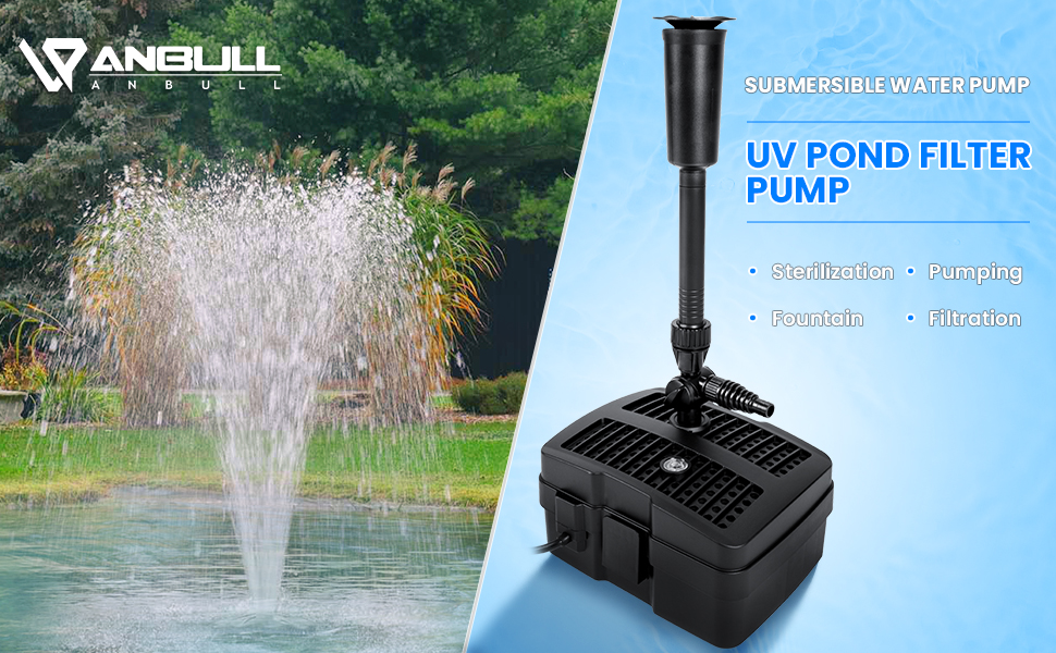 Anbull Pond Filter Fountain Pump, 660GPH 110V/50W