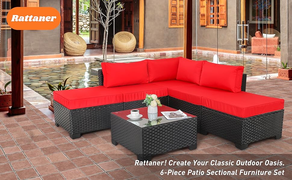 Patio Furniture Sectional Sofa Outdoor Wicker Conversation