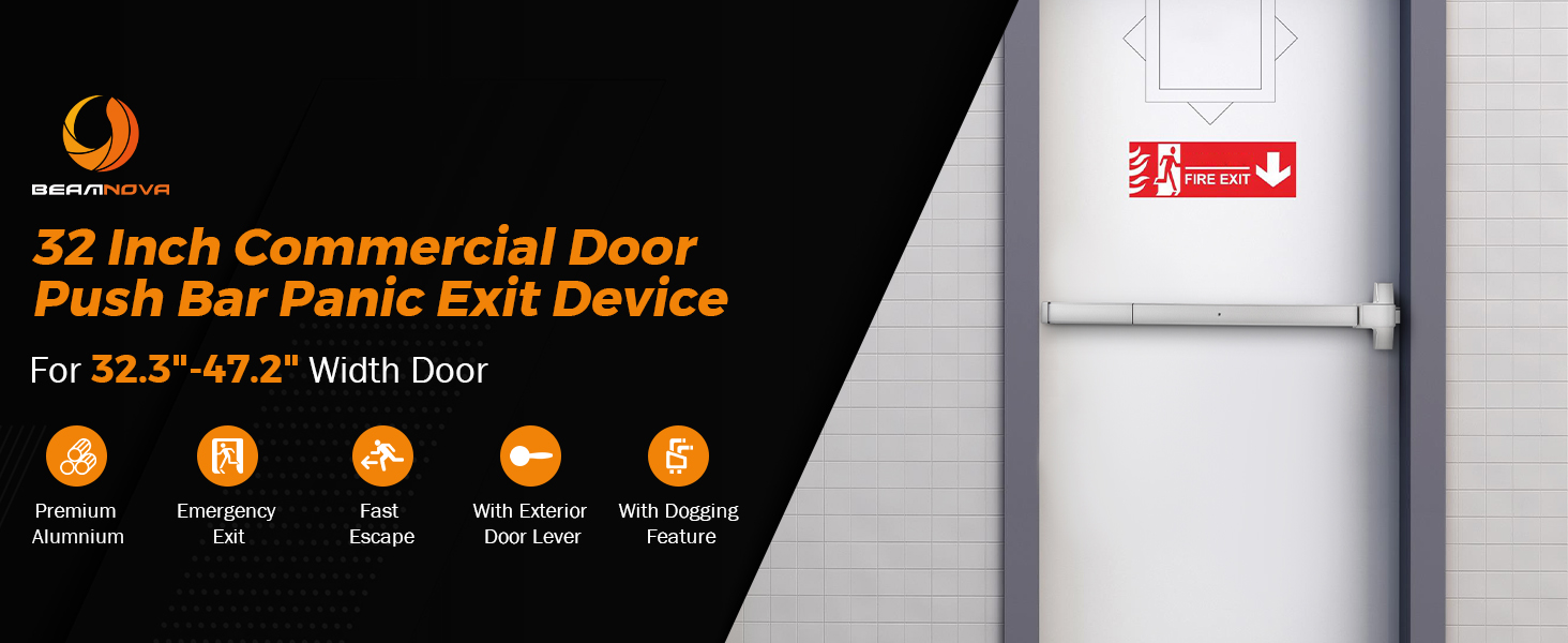 BEAMNOVA 2in1 Door Push Bar 32.4 inch for Exit Doors with Keyed Entry