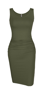 Sleeveless Ruched Bodycon Midi Dress