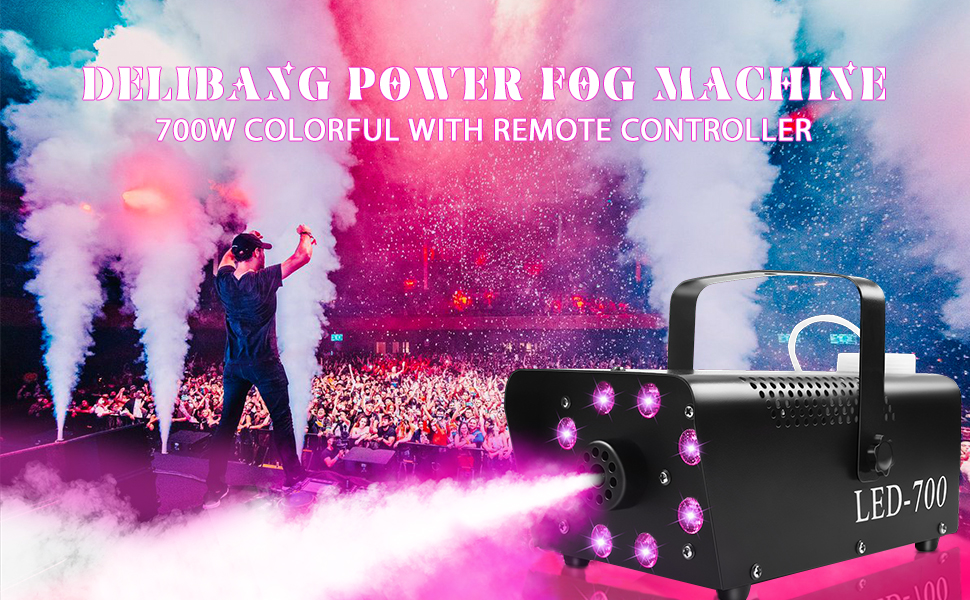 DELIBANG Fog machine 700W mini 8pcs LED RGB smoke machine with wireless