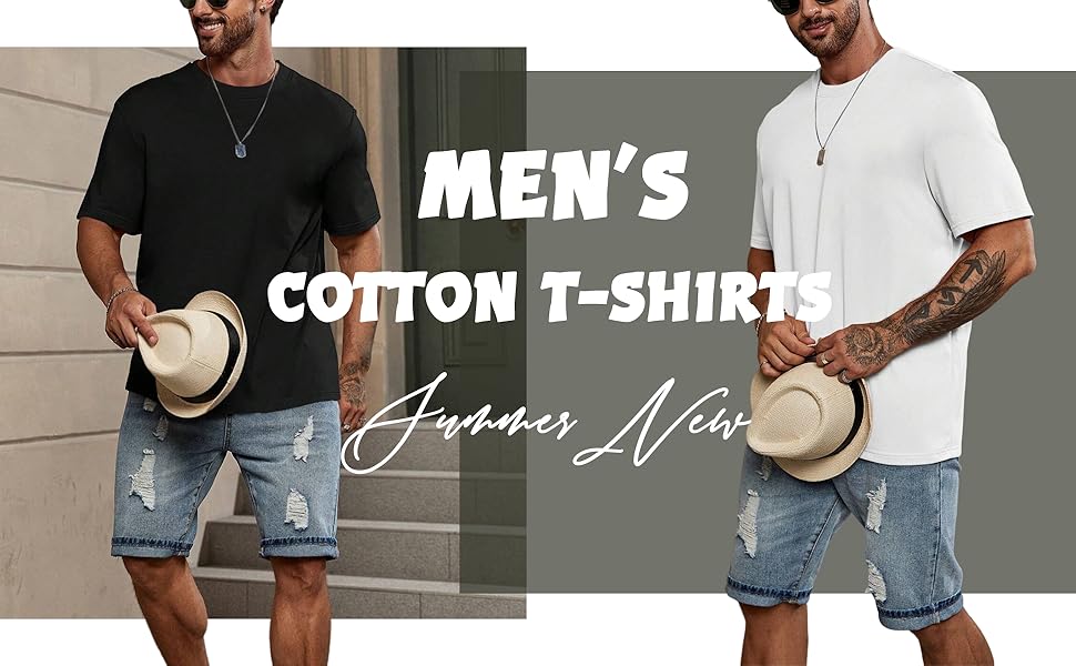T-Shirt for Men Cotton Short Sleeve Crew Neck Tee