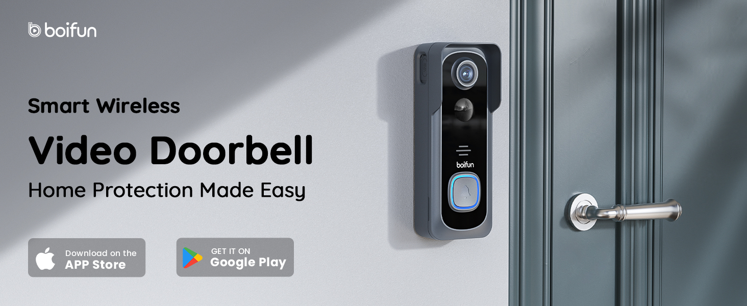 BOIFUN 2K WiFi Video Doorbell Camera Wireless, Smart Outdoor Battery