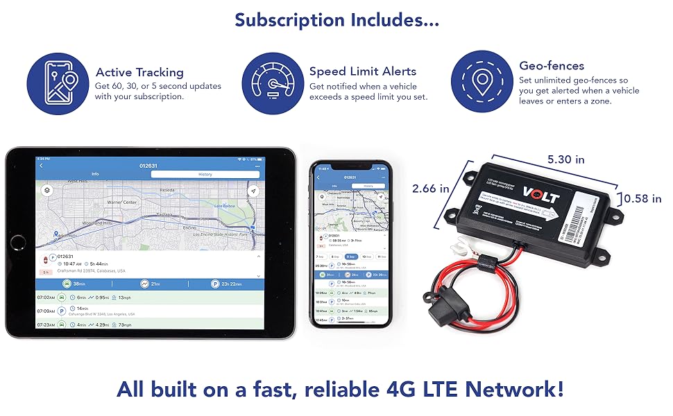 Brickhouse Rastreador GPS para vehículos, Livewire Volt 4G LTE con
