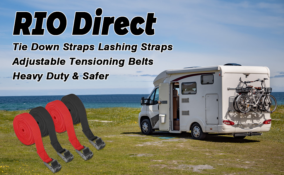 RIO Direct Tie Down Straps, Heavy Duty Lashing Straps Adjustable Cam