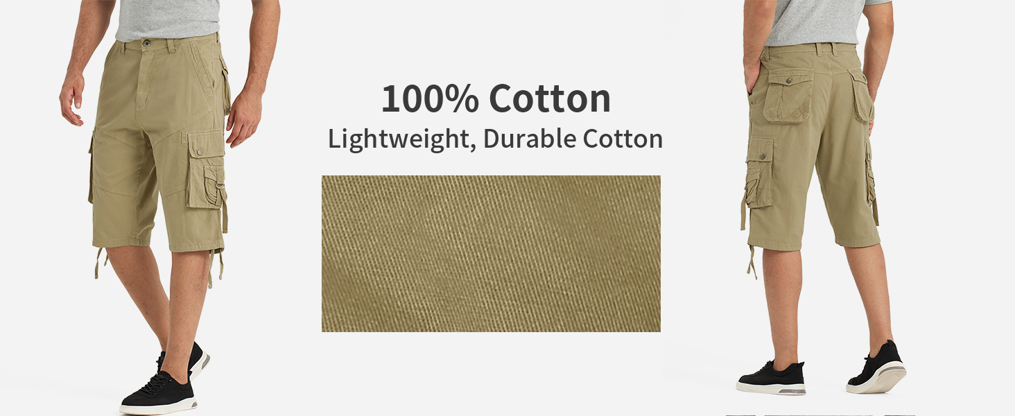 VOPOKER Men's 13 Inch Long Cargo Shorts Casual Below The Knee Capri