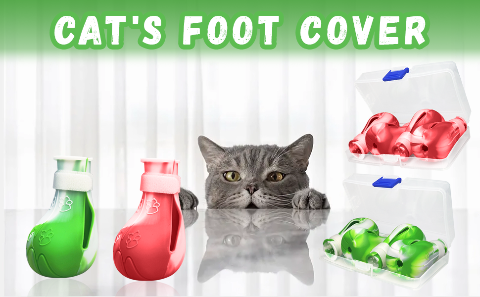 Zaruatu 4 Pcs Cat Boots for Cats Only Cat Claw Covers Silicon Cat Mittens to
