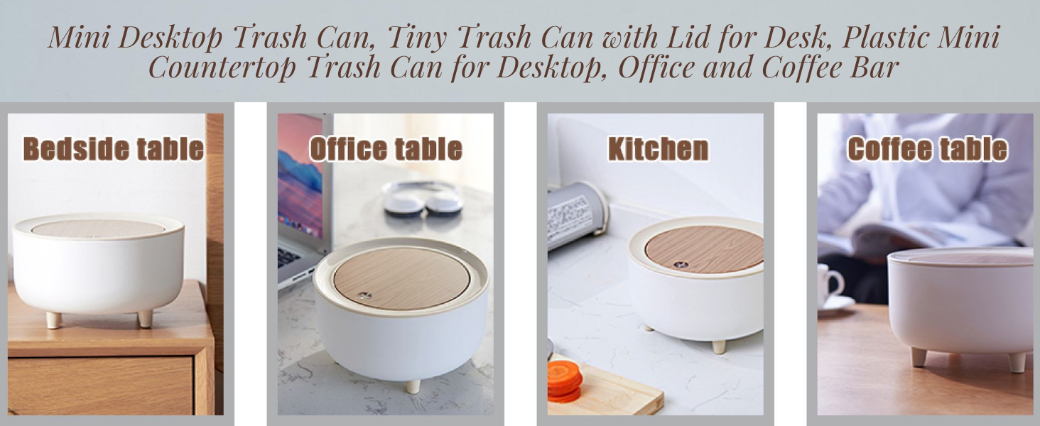 Jumix Mini Desktop Trash Can with Lid, Square Cute Wastebasket, Tiny