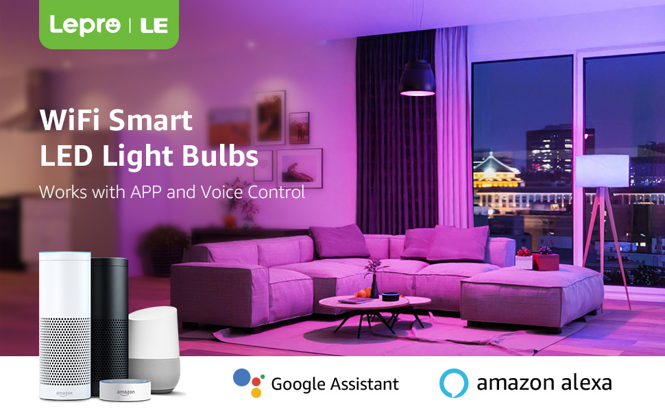 LE LampUX WiFi Smart Light Bulb, Smart Bulb Works with Alexa, Google