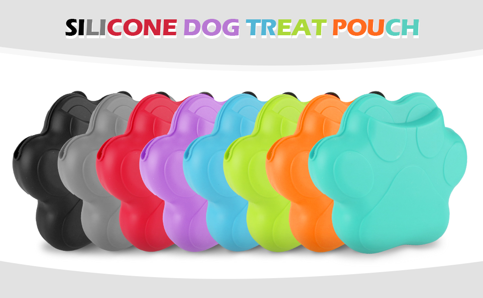 Aiyuda Silicone Dog Treat Pouch, Paw Print Dog Training