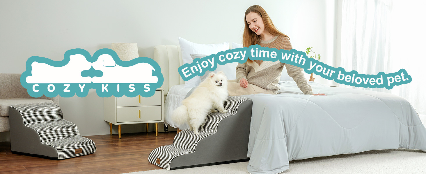 COZY KISS Dog Stairs for Small Dogs 19.7" H, Pet Step with Leakproof