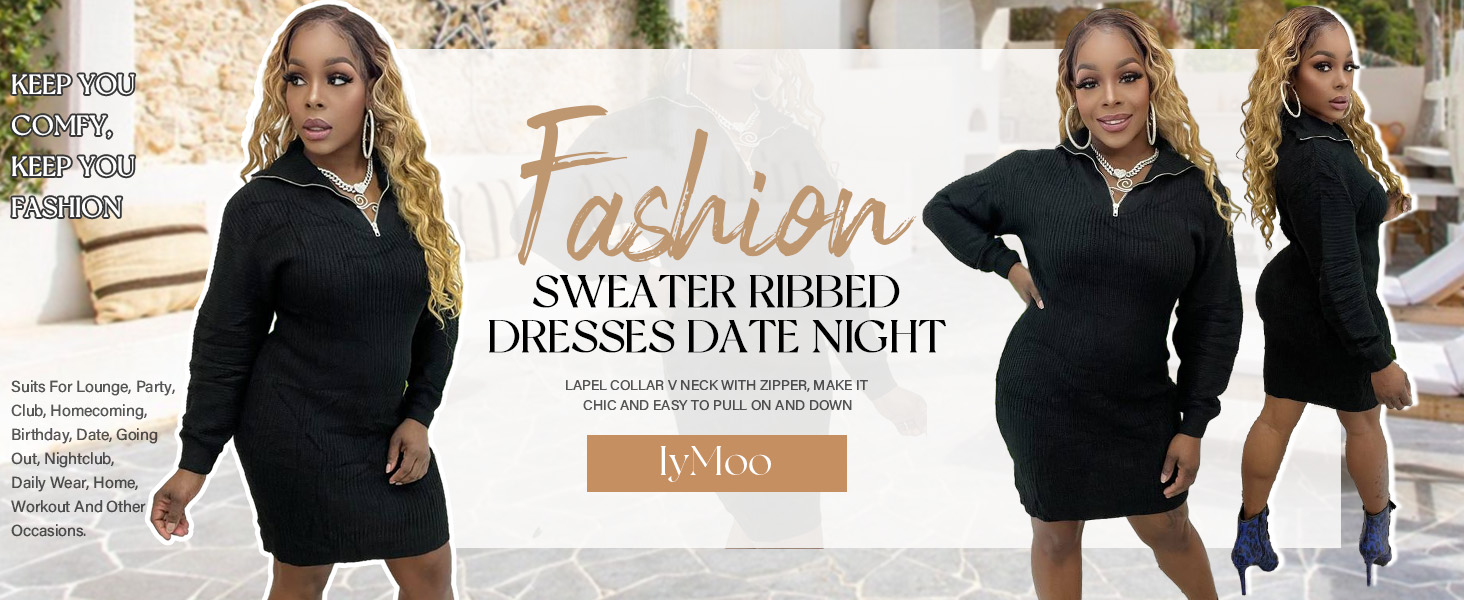 Fall Womens Sweaters Bodycon Sweater Dress Long Sleeve Midi Knit Dresses