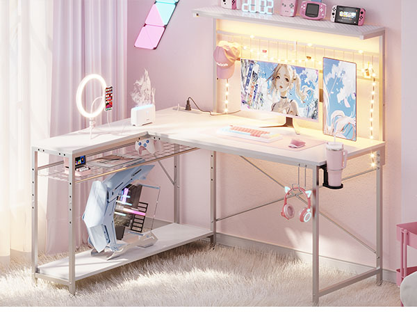 Amazon | Bestier ゲーミングデスク l字デスク 幅130cm