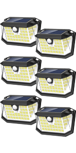 188LED Solar Motion Security Lights Daylight White 6 PK-Black