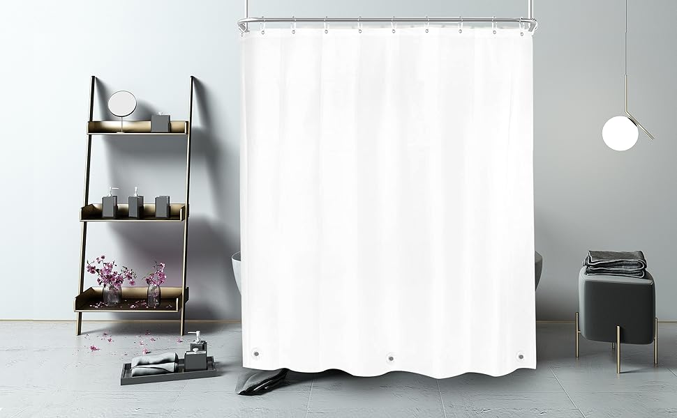 YISURE White Shower Curtain for Clawfoot Tub, 180x70 Wrap