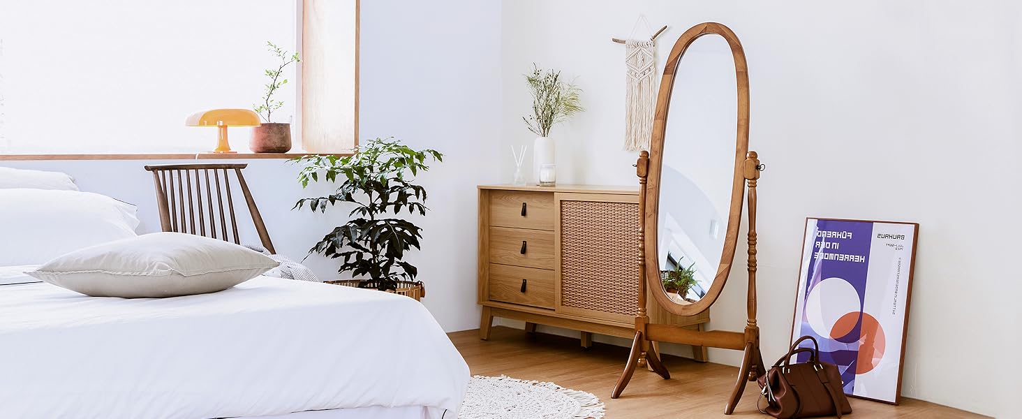 ashley antique full length oval arched tilting vanity bedroom standing wood wooden dressing mirror 