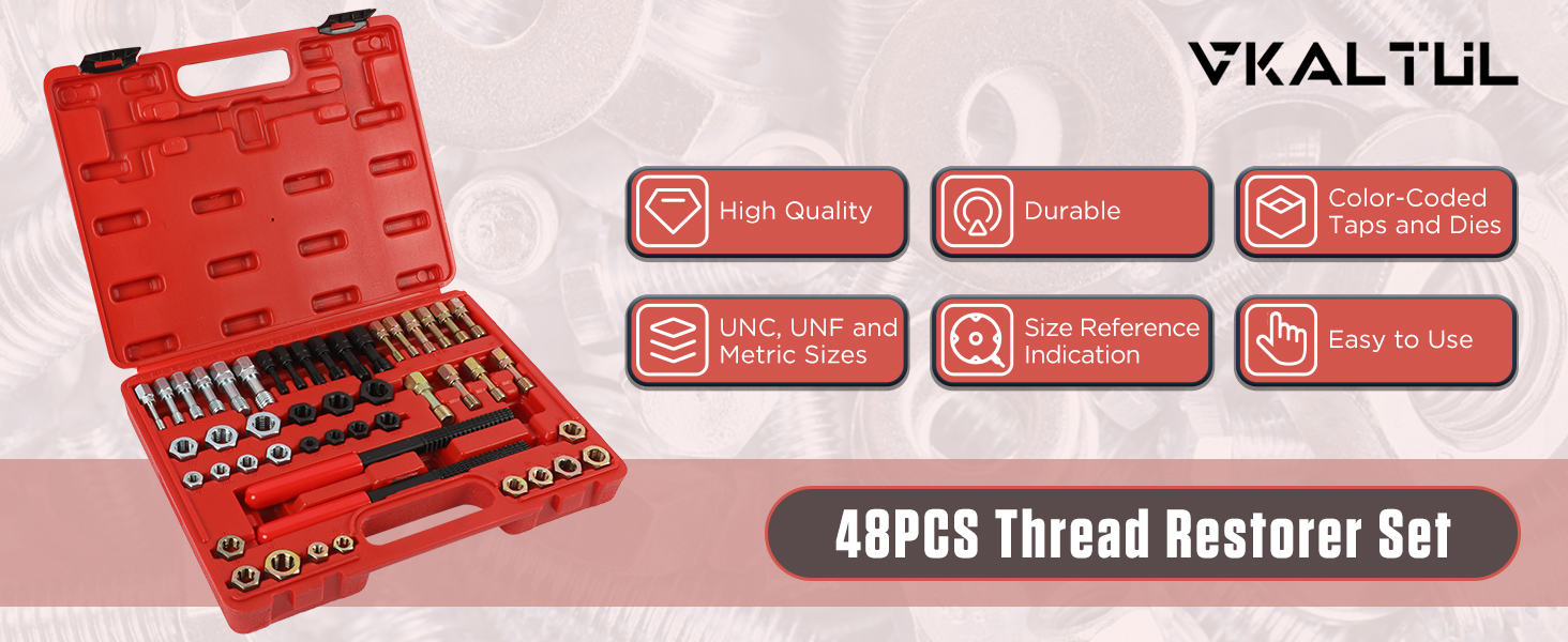 VKALTUL 48PCS Thread Chaser Set, Thread Chasers Includes 24 Rethreading