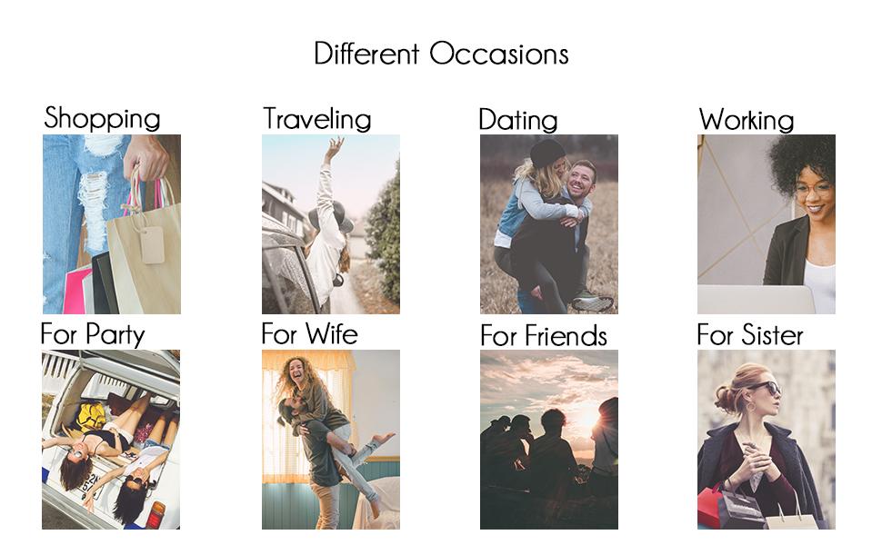 use it for shopping, traveling, dating, working, gift for friends, for wife, for mom and for sister