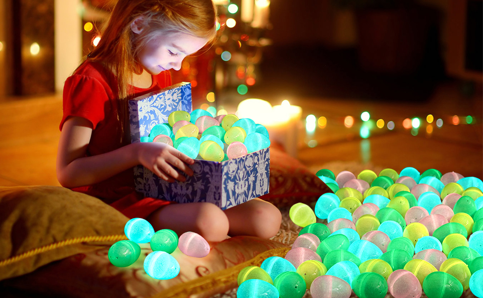 KAFKA 72PCS Easter Eggs Glow in the Dark , Plastic Basket