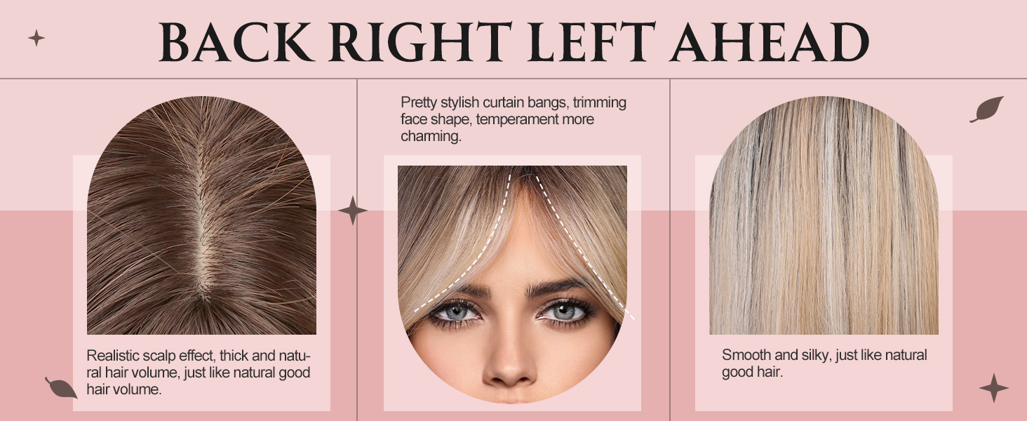 HAIRCUBE Blonde bob wig with curtain bangs